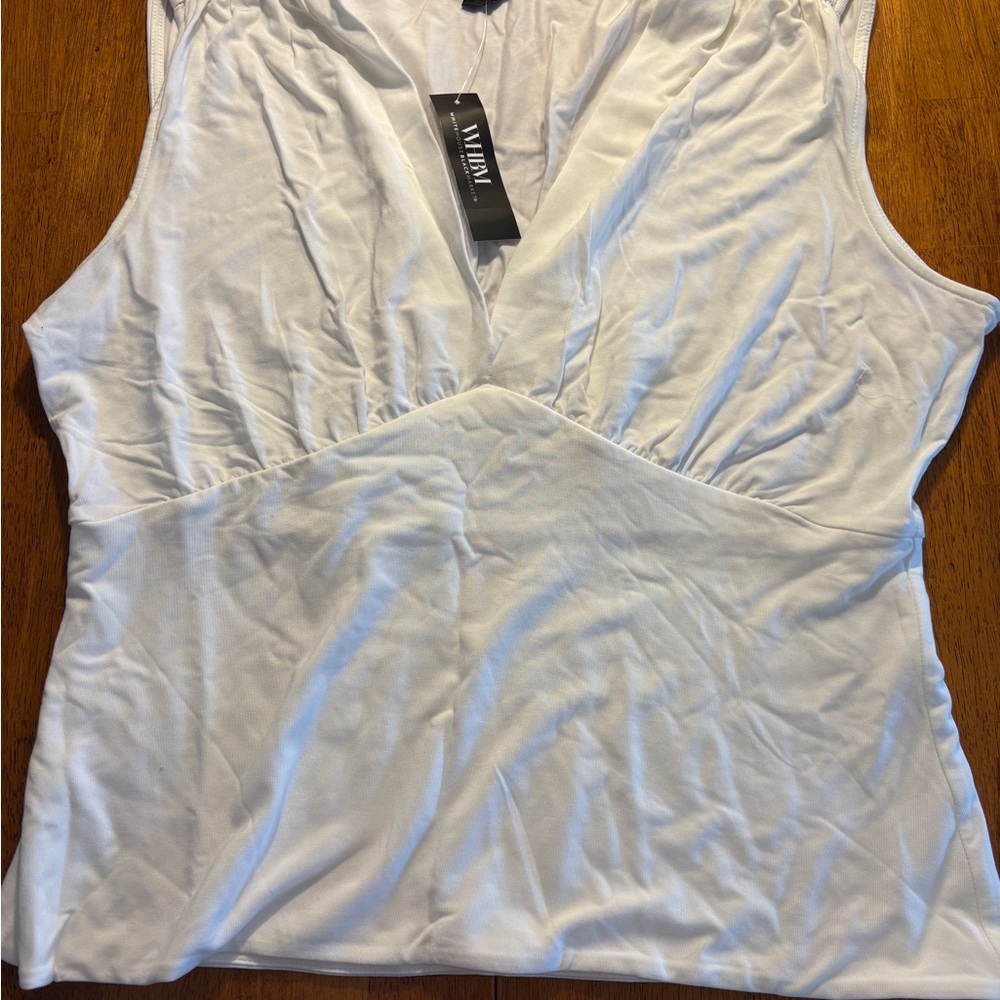 White House Black Market Elegant White Sleeveless Top